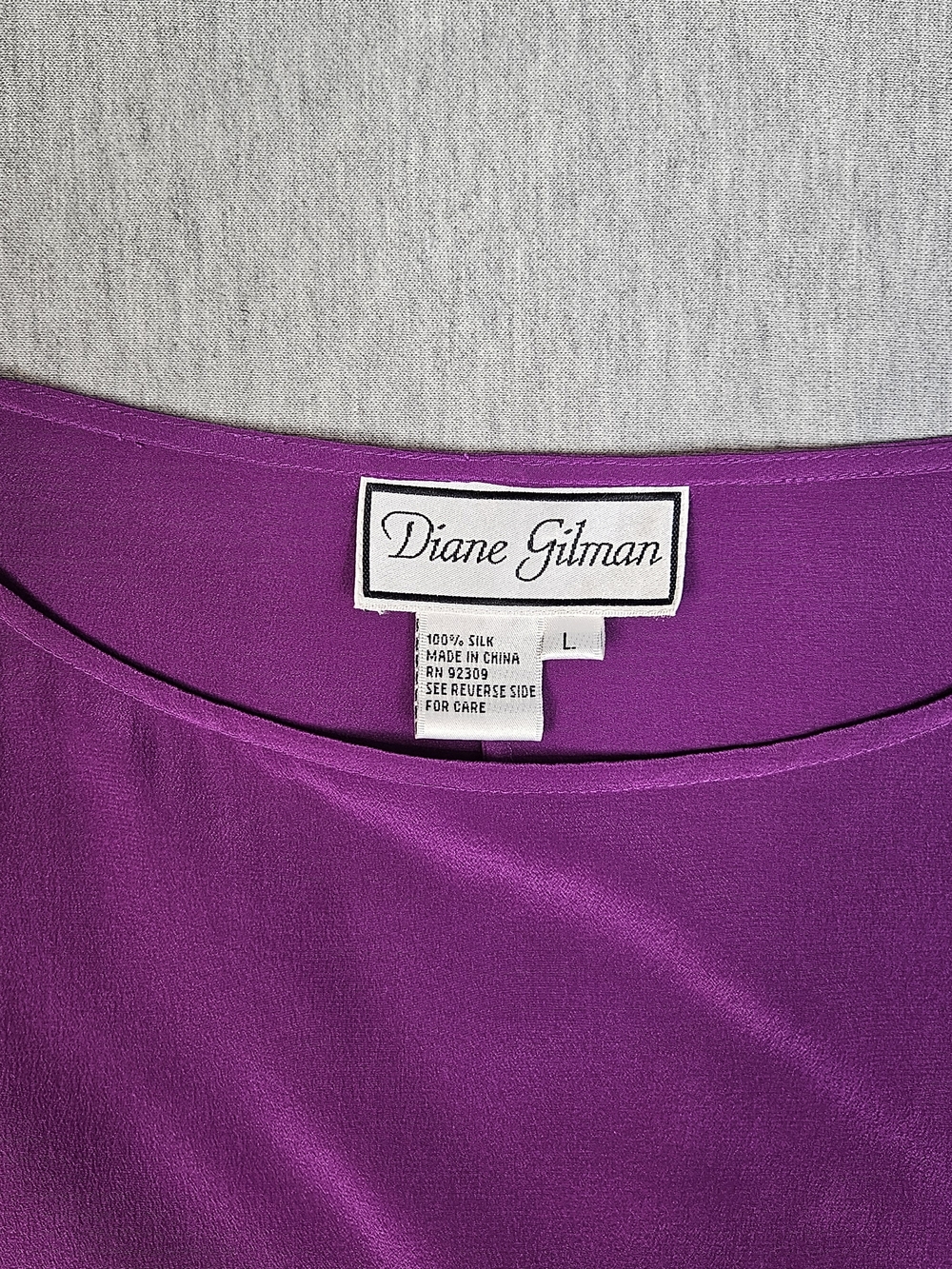 VTG 90s Diane Gilman 100% Silk Tunic Blouse L NWT Purple - Picture 2 of 8